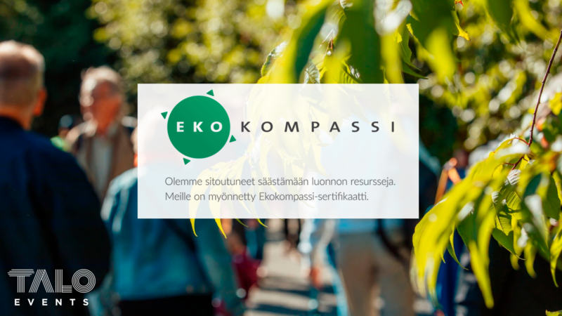Talo Eventsille myönnetyn Ekokompassi-ympäristömerkin logo